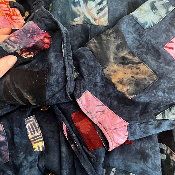 Vintage Patchwork Batik Quilted Duster Kimono Overcoat - OS Simple People Batik - Picture 6 of 10